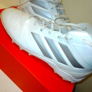 Adidas cleats, size 11 men, white silver
